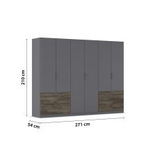 Drehtürenschrank >Koda< in grau metallic / Atlantic Oak dunkel, Holzwerkstoff