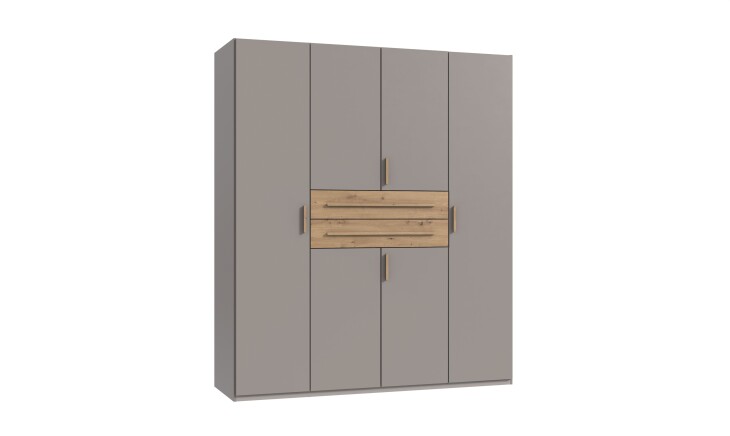 Drehtürenschrank >DIGIT< in SAHARAGRAU / EICHE DEKOR - 180x208x58cm (BxHxT)