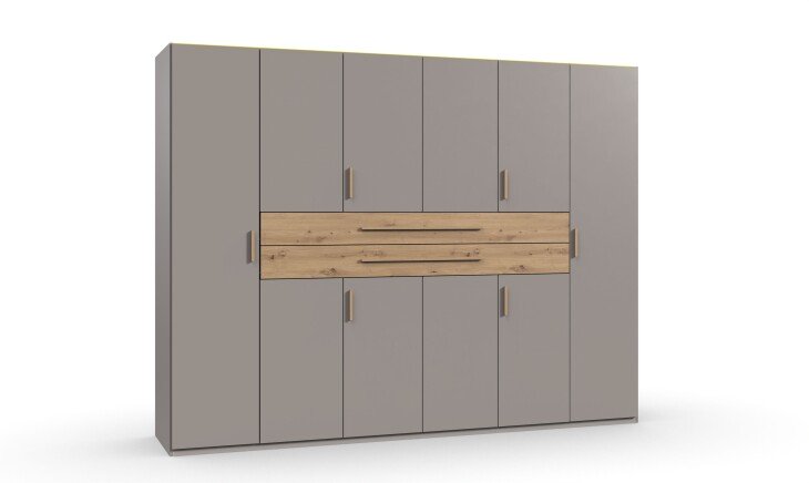 Drehtürenschrank >DIGIT< in SAHARAGRAU + EICHE DEKOR - 270x208x58cm (BxHxT)
