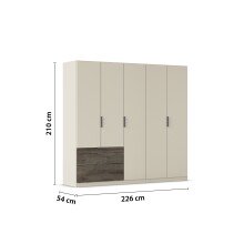 Drehtürenschrank >Koda< in champagner / Atlantic Oak dunkel - 226x210x54 (BxHxT)