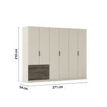 Drehtürenschrank >Koda< in champagner / Atlantic Oak dunkel - 271x210x54 (BxHxT)