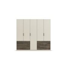 Drehtürenschrank >Koda< in champagner / Atlantic Oak dunkel - 226x210x54 (BxHxT)