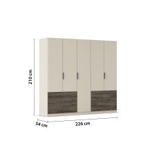 Drehtürenschrank >Koda< in champagner / Atlantic Oak dunkel - 226x210x54 (BxHxT)