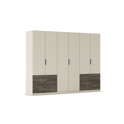 Drehtürenschrank >Koda< in champagner / Atlantic Oak dunkel - 271x210x54 (BxHxT)
