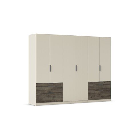 Drehtürenschrank >Koda< in champagner / Atlantic Oak dunkel - 271x210x54 (BxHxT)