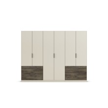 Drehtürenschrank >Koda< in champagner / Atlantic Oak dunkel - 271x210x54 (BxHxT)