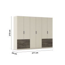 Drehtürenschrank >Koda< in champagner / Atlantic Oak dunkel - 271x210x54 (BxHxT)