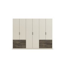 Drehtürenschrank >Koda< in champagner / Atlantic Oak dunkel - 271x210x54 (BxHxT)