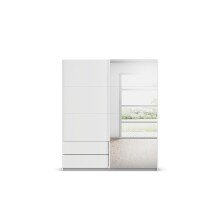 Schwebetürenschrank >Elara< in alpinweiß / Spiegel - 181x210x62 (BxHxT)