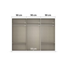 Schwebetürenschrank >Elara< in alpinweiß / Spiegel - 271x210x62 (BxHxT)