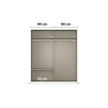 Schwebetürenschrank >Elara< in grau metallic / Spiegel - 181x210x62 (BxHxT)