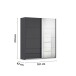 Schwebetürenschrank >Elara< in grau metallic / Spiegel - 181x210x62 (BxHxT)