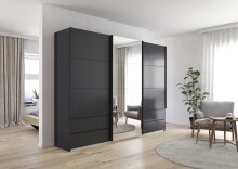 Schwebetürenschrank >Elara< in grau metallic /...