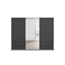 Schwebetürenschrank >Elara< in grau metallic / Spiegel - 271x210x62 (BxHxT)