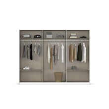 Schwebetürenschrank >Elara< in alpinweiß / Glas kristallweiß, Holzwerkstoff