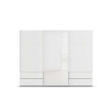 Schwebetürenschrank >Elara< in alpinweiß / Glas kristallweiß, Holzwerkstoff