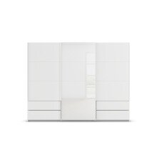 Schwebetürenschrank >Elara< in alpinweiß / Glas kristallweiß, Holzwerkstoff