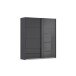 Schwebetürenschrank >Elara< in grau metallic / Glas basalt - 181x210x62 (BxHxT)