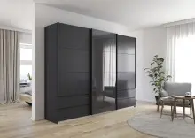 Schwebetürenschrank >Elara< in grau metallic /...