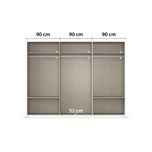 Schwebetürenschrank >Elara< in grau metallic / Glas basalt - 271x210x62 (BxHxT)