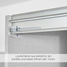 Schwebetürenschrank >Elara< in alpinweiß / Grauspiegel - 271x210x62 (BxHxT)