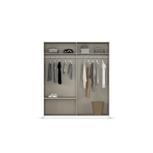 Schwebetürenschrank >Elara< in grau metallic / Grauspiegel - 181x210x62 (BxHxT)