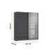 Schwebetürenschrank >Elara< in grau metallic / Grauspiegel - 181x210x62 (BxHxT)
