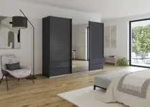 Schwebetürenschrank >Elara< in grau metallic /...