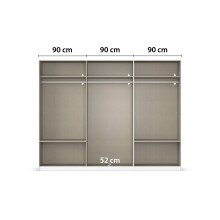 Schwebetürenschrank >Elara< in grau metallic / Grauspiegel - 271x210x62 (BxHxT)