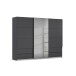 Schwebetürenschrank >Elara< in grau metallic / Grauspiegel - 271x210x62 (BxHxT)