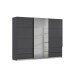 Schwebetürenschrank >Elara< in grau metallic / Grauspiegel - 271x210x62 (BxHxT)