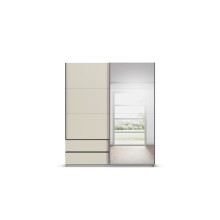 Schwebetürenschrank >Elara< in champagner / Spiegel - 181x210x62 (BxHxT)