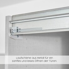 Schwebetürenschrank >Elara< in champagner / Spiegel - 181x210x62 (BxHxT)