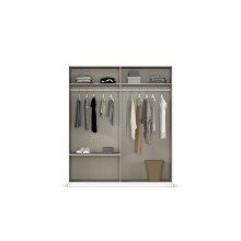 Schwebetürenschrank >Elara< in champagner / Spiegel - 181x210x62 (BxHxT)