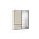 Schwebetürenschrank >Elara< in champagner / Spiegel - 181x210x62 (BxHxT)