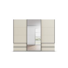 Schwebetürenschrank >Elara< in champagner / Spiegel - 271x210x62 (BxHxT)