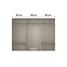 Schwebetürenschrank >Elara< in champagner / Spiegel - 271x210x62 (BxHxT)