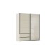 Schwebetürenschrank >Elara< in champagner / Glas champagner - 181x210x62 (BxHxT)