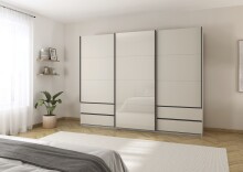 Schwebetürenschrank >Elara< in champagner / Glas champagner - 271x210x62 (BxHxT)