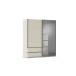 Schwebetürenschrank >Elara< in champagner / Grauspiegel - 181x210x62 (BxHxT)