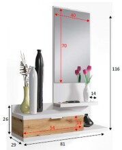 Garderoben-Set >DHALIA< in Artik Weiß / Nodi Eiche Dekor - 81x116x29 (BxHxT)