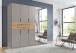 Drehtürenschrank >DIGIT< in SAHARAGRAU / EICHE / SPIEGEL - 225x208x58cm (BxHxT)
