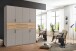 Drehtürenschrank >DIGIT< in SAHARAGRAU / EICHE / SPIEGEL - 270x208x58cm (BxHxT)