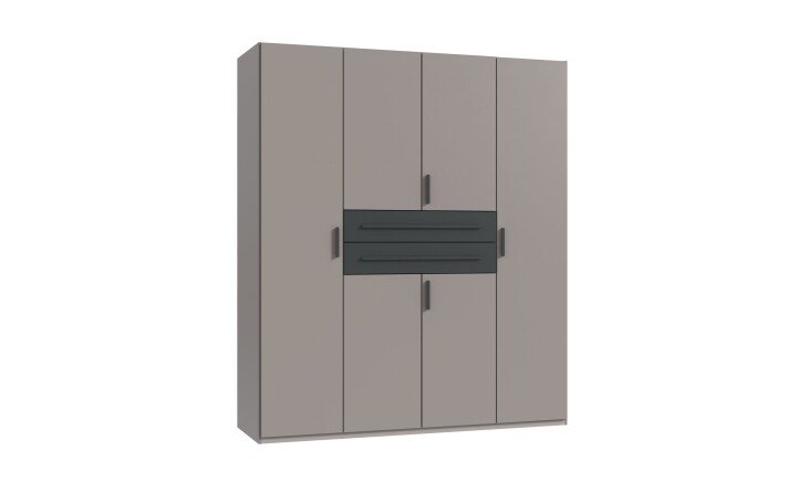 Drehtürenschrank >DIGIT< in SAHARAGRAU DEKOR + GRAFIT - 180x208x58cm (BxHxT)