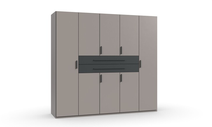 Drehtürenschrank >DIGIT< in SAHARAGRAU DEKOR + GRAFIT - 225x208x58cm (BxHxT)