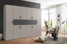 Drehtürenschrank >DIGIT< in SAHARAGRAU DEKOR + GRAFIT - 270x208x58cm (BxHxT)