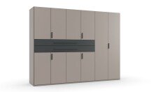 Drehtürenschrank >DIGIT< in SAHARAGRAU + GRIFFE GRAFIT - 270x208x58cm (BxHxT)