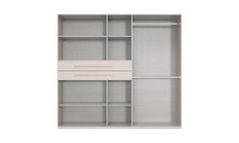 Drehtürenschrank >DIGIT< in SAHARAGRAU / GRAFIT / SPIEGEL  - 225x208x58 (BxHxT)