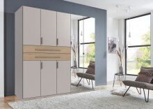 Drehtürenschrank >DIGIT< KASCHMIR / EICHE DEKOR / SPIEGEL - 225x208x58cm (BxHxT)