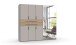 Drehtürenschrank >DIGIT< KASCHMIR / EICHE DEKOR / SPIEGEL - 225x208x58cm (BxHxT)